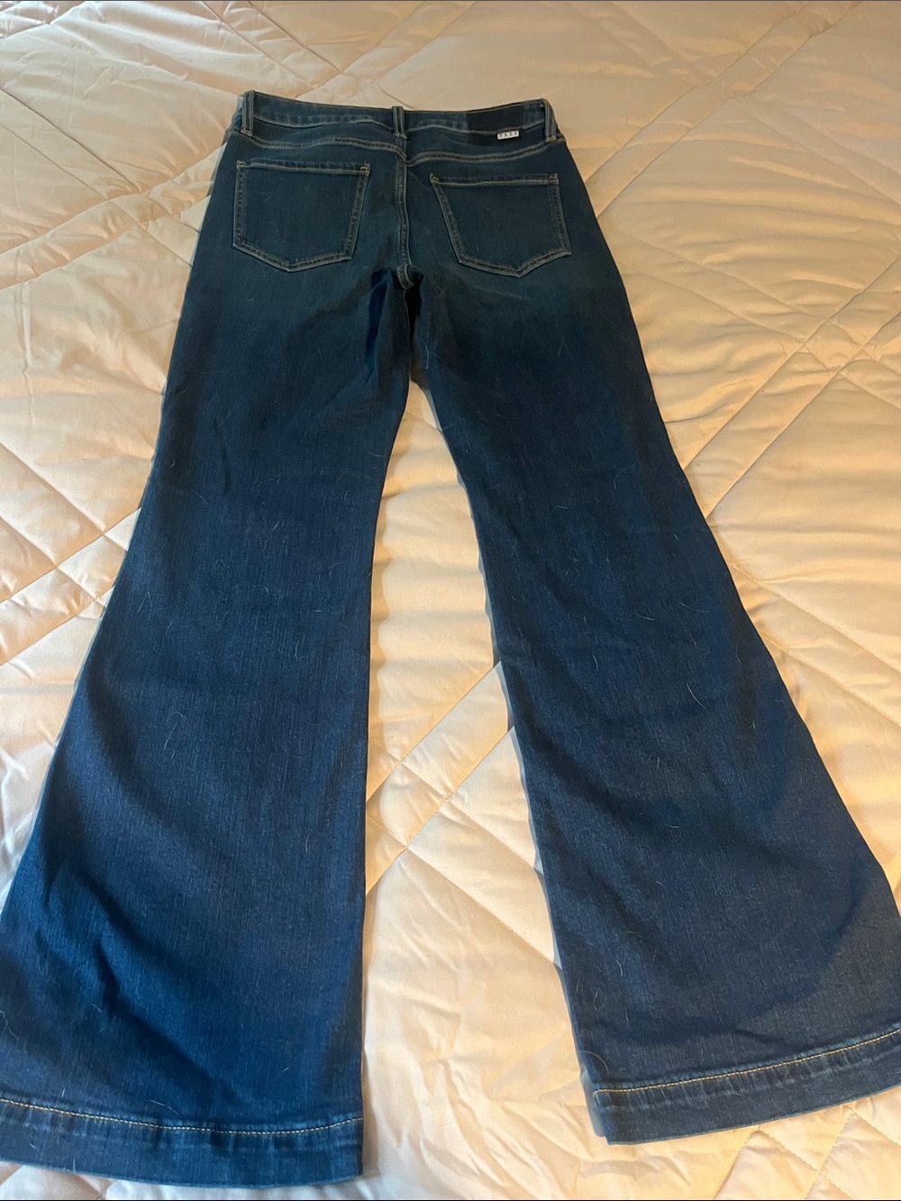 High-Rise Dark Blue Flare Jeans - Womens Wide Leg - Picture 4 of 4
